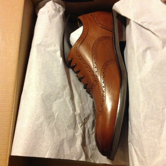 Cole Haan Men's Lewis Grand British Tan Leather Wingtip Oxford Shoes -11.5M -NIB - Picture 1 of 7
